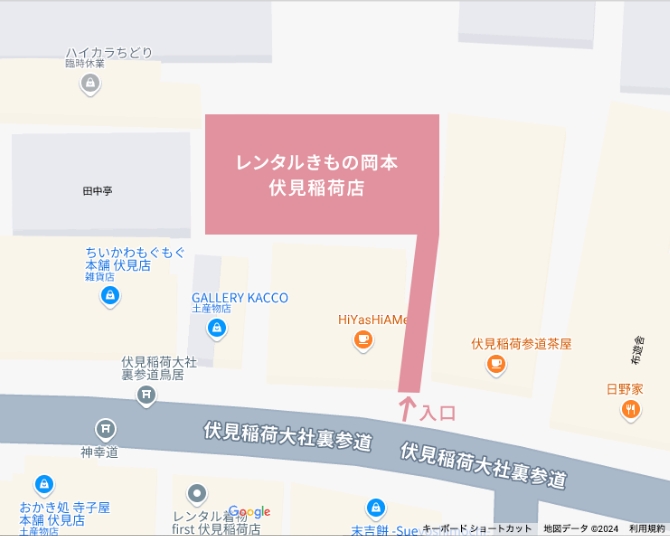 京都 伏見稲荷店付近の地図